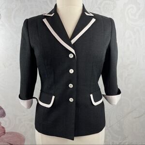 Sag Harbor Suit Black and White Jacket 3/4 sleeves Size 12